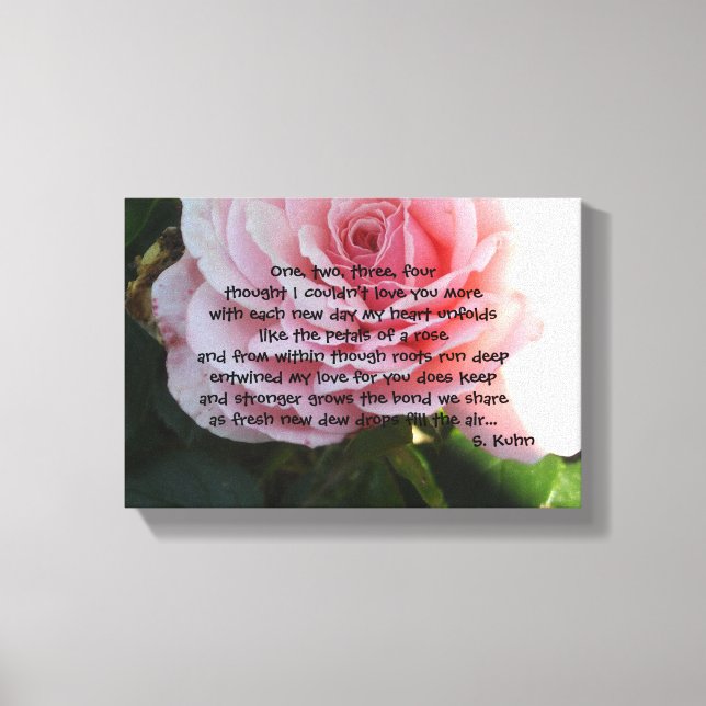Elegant Rose with Romantic Verse Canvas Print (Front)