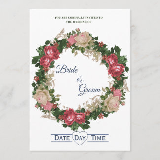 Elegant Rose Wreath Wedding Invite