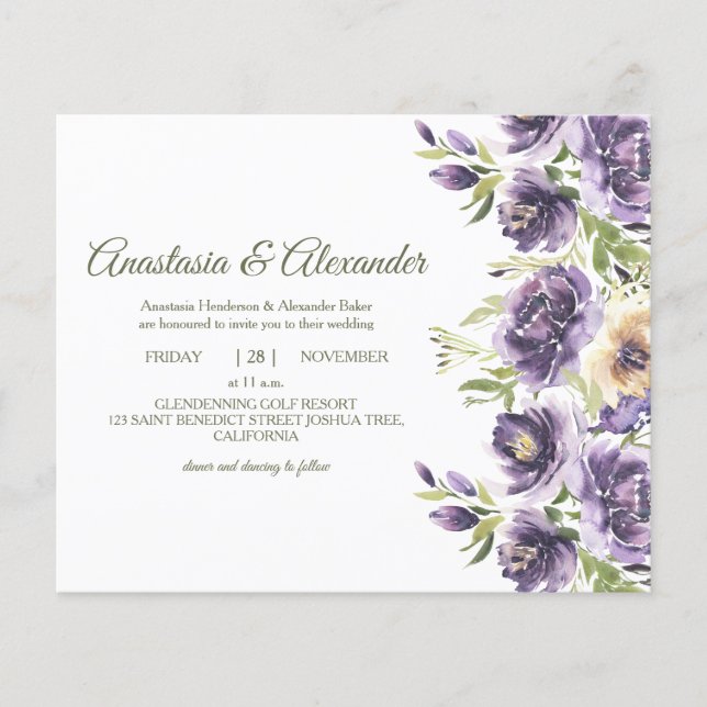 Elegant RoseBudget Invitation to wedding ceremony. Flyer (Front)