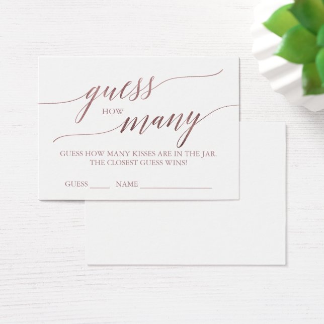 Elegant RoseGold Calligraphy Guess How Many Kisses (Desk)