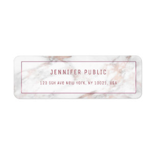 Elegant Rosegold Marble Template Return Address