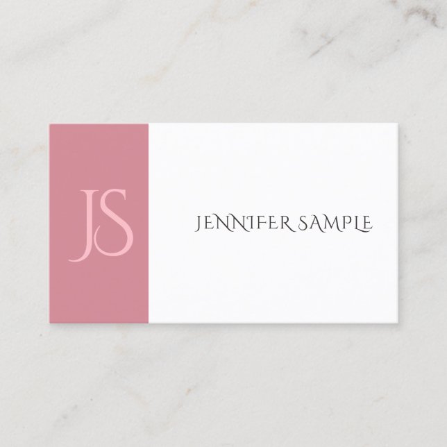 Elegant Rosegold Modern Monogram Minimalist Business Card (Front)