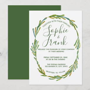 Elegant Rosemary Wreath Wedding Invitation