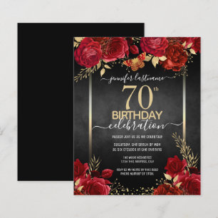 Elegant Roses 70th Birthday Invitation