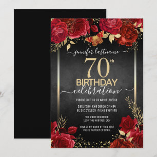 Elegant Roses 70th Birthday Invitation