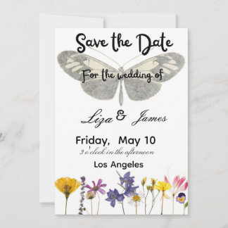 elegant roses and butterfly wedding  invitation