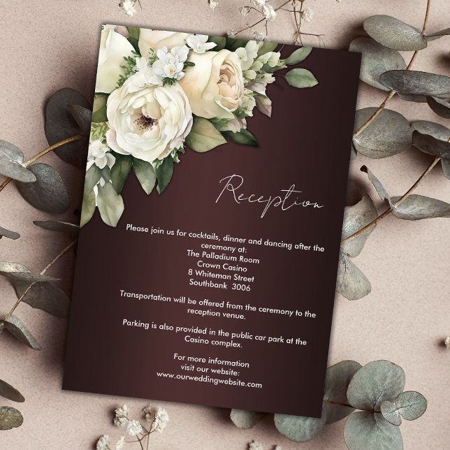 Elegant Roses and Dark Burgundy Wedding Reception  Invitation (Creator Uploaded)