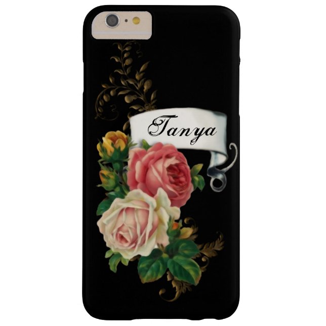 Elegant Roses and Gold Leaves Personalised Case-Mate iPhone Case (Back)