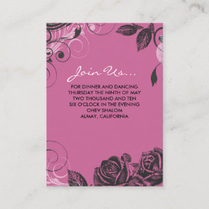 Elegant Roses Bat Mitzvah Reception Card