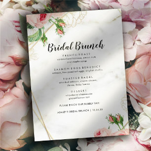 Elegant Roses Blush Bridal Brunch Menu