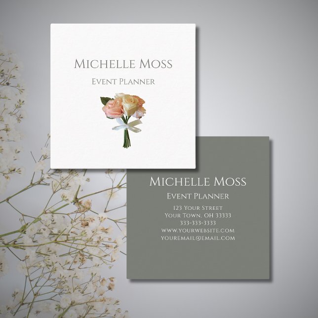 Elegant Roses Botanical Blush Professional  Square Business Card (Creator Uploaded)