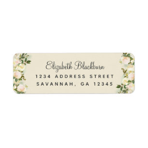 Elegant Roses Botanical Wedding Return Address