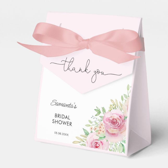Elegant roses bridal shower Thank You Favour Box (Front Side)