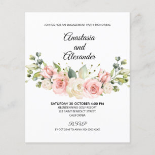 Elegant roses/Budget - Engagement Party Invitation Flyer