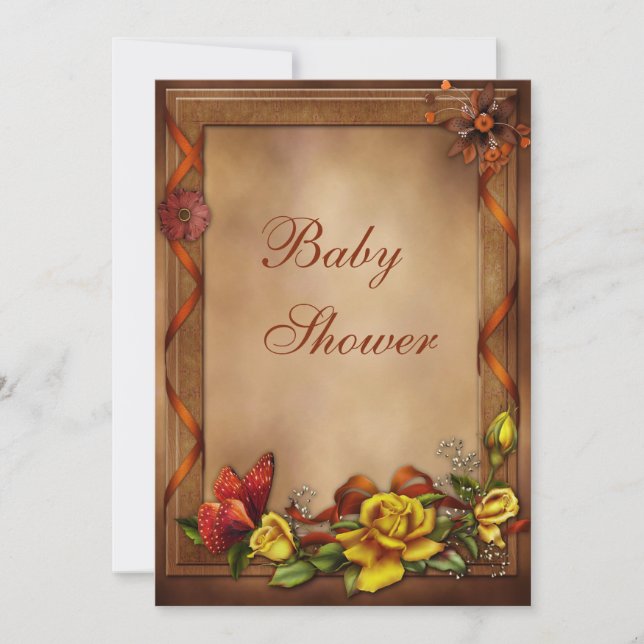 Elegant Roses & Butterfly Baby Shower Invitation (Front)