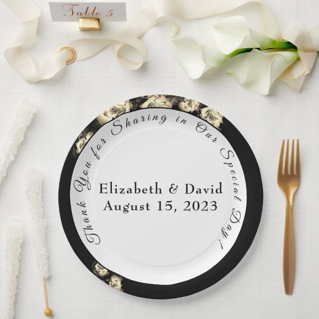 Elegant Roses Catholic Paper Plate (Wedding)