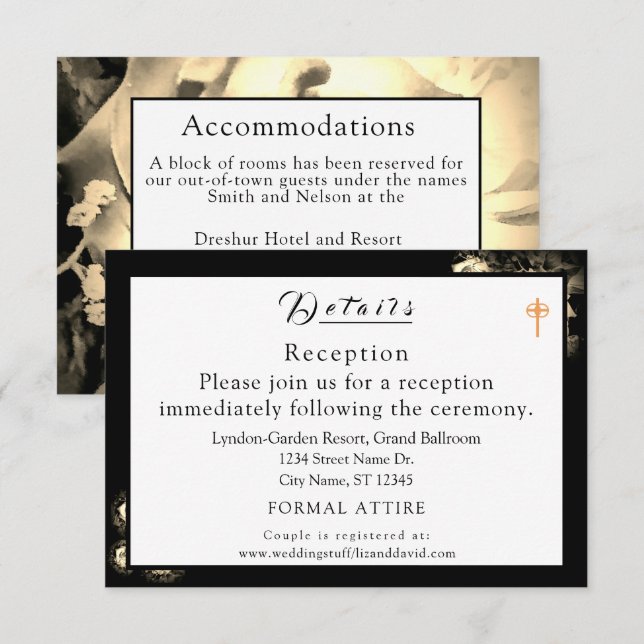 Elegant Roses Catholic Wedding Enclosure Card (Front/Back)