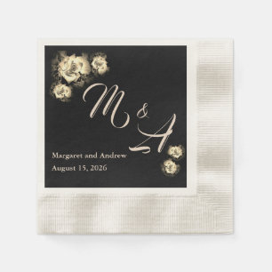 Elegant Roses Catholic Wedding Rehearsal Dinner Napkin