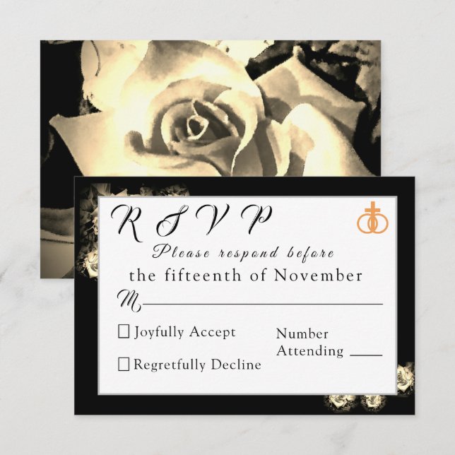 Elegant Roses Catholic Wedding Response Card (Front/Back)