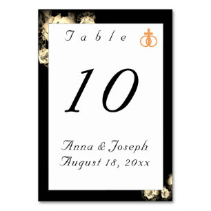 Elegant Roses Catholic Wedding Table Number