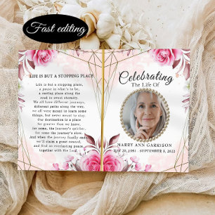 Elegant Roses Celebration of Life Program