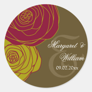 Elegant Roses Classic Round Sticker
