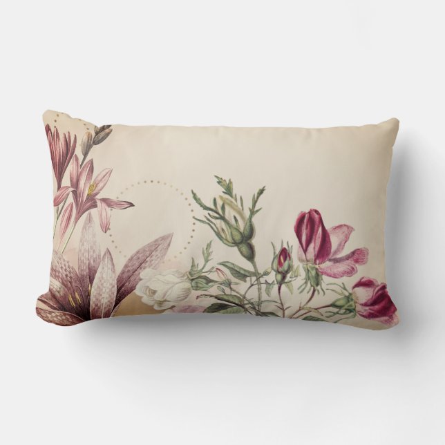 Elegant Roses Cottage Aesthetic Lumbar Pillow (Front)