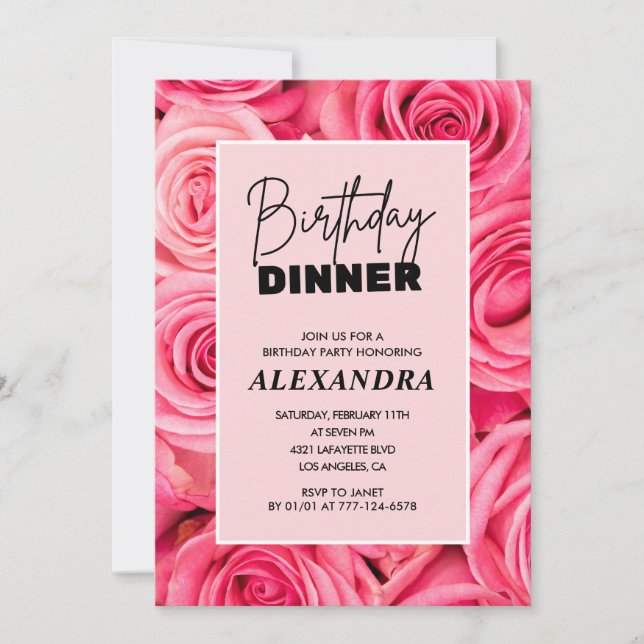 Elegant Roses Dinner 86th birthday  Invitation (Front)