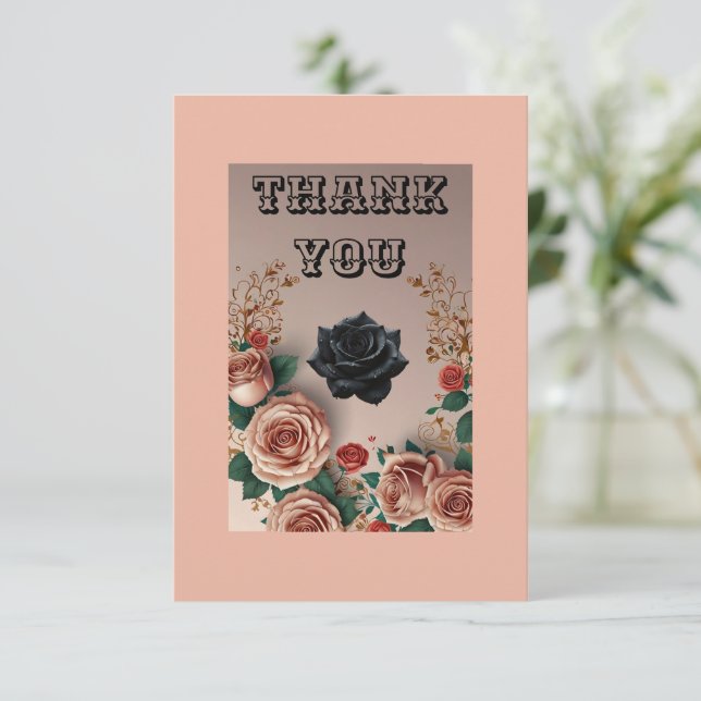 Elegant Roses Flat Thank You Card (Standing Front)