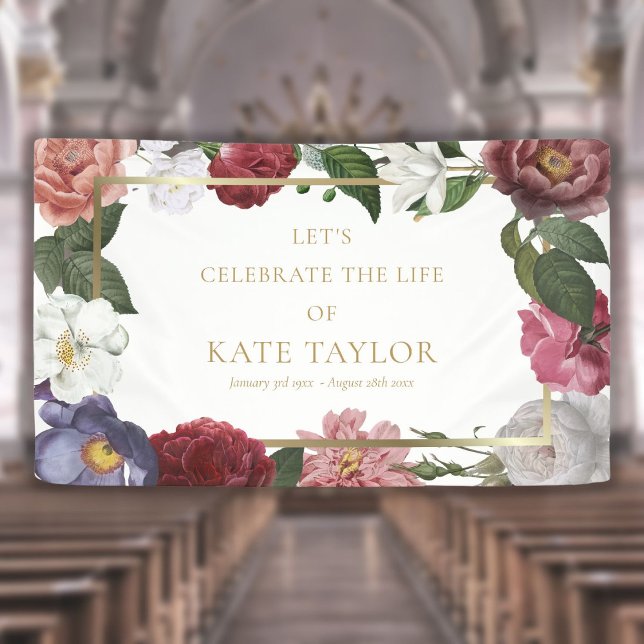 Elegant Roses Floral Funeral Memorial Service Bann Banner (Elegant Roses Floral Funeral Memorial Service Bann Banner)