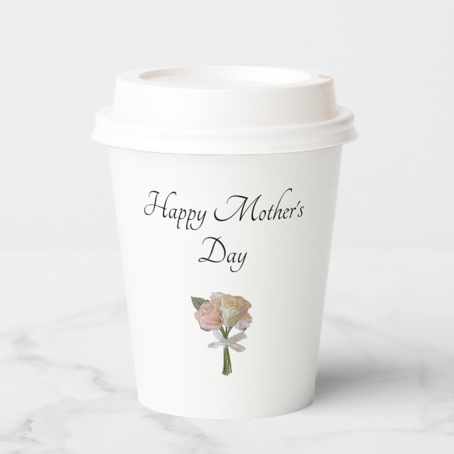 Elegant Roses Floral Mother's Day Party Brunch  Paper Cups (Front)