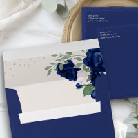 Elegant Roses Floral Return Address Royal Blue