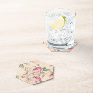 Elegant Roses Floral Vintage Party Host Decor Paper Coaster