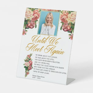 Elegant Roses Funeral Memorial Poem Pedestal Sign