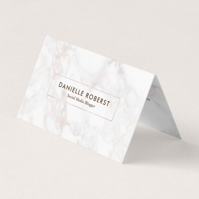 Elegant Roses-gold Faux Marble Business Card (Front)