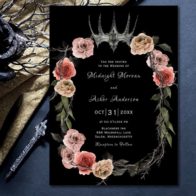 Elegant Roses Gothic Wedding Invitation (Creator Uploaded)