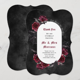 Elegant Roses Gothic Wedding  Thank You Card