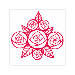 Elegant Roses Leaves Floral Bouquet Self-inking Stamp