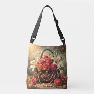 Elegant roses & lilies flower bloom from handbag