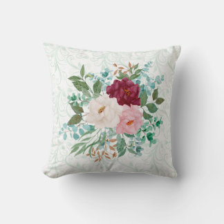 Elegant Roses & Mint Double-Sided Custom Cushion