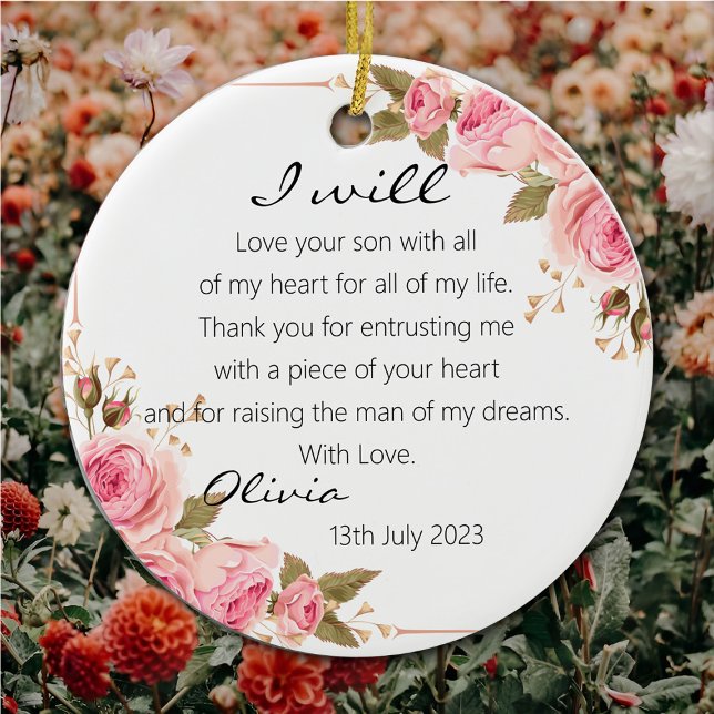 Elegant Roses Mother of The Groom Bride Wedding Ceramic Tree Decoration (Creator Uploaded)