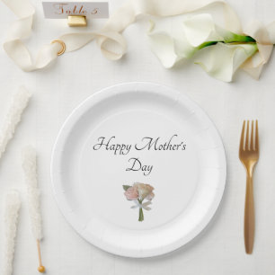 Elegant Roses Mother's Day Party Floral Brunch Paper Plate