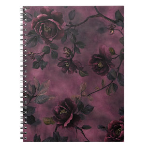 Elegant roses on a deep violet background. notebook