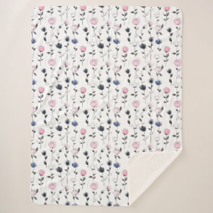 Elegant roses pattern sherpa blanket