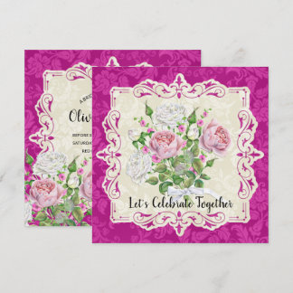 Elegant Roses & Peonies Bridal Shower Invitation