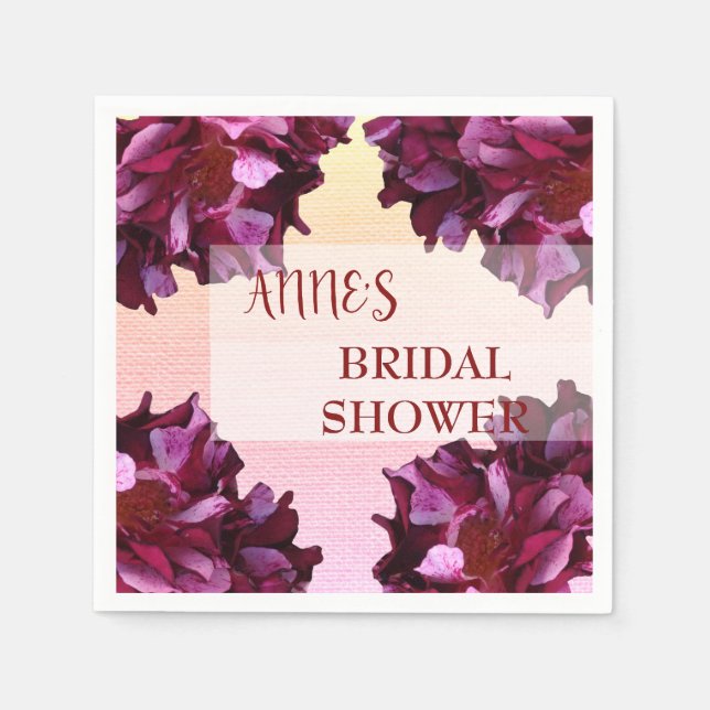 Elegant, Roses photo Bridal Shower Paper Napkins (Front)