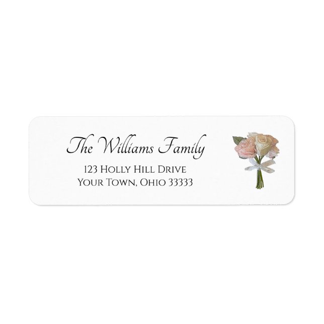 Elegant Roses Pink Floral Return Address  (Front)