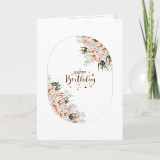 Elegant Roses Watercolor Floral  Birthday Card 