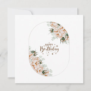 Elegant Roses Watercolor Floral  Birthday Card 