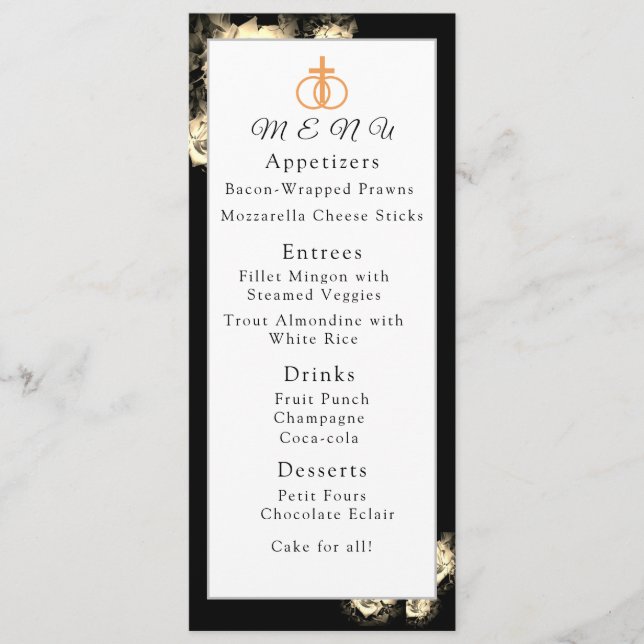 Elegant Roses Wedding Menu (Front)